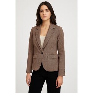Free People‎ Garnet Houndstooth Linen Blazer Women's Small NWT Structured Fall